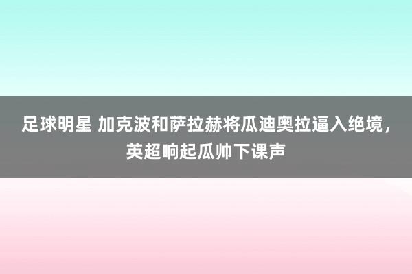 足球明星 加克波和萨拉赫将瓜迪奥拉逼入绝境，英超响起瓜帅下课声